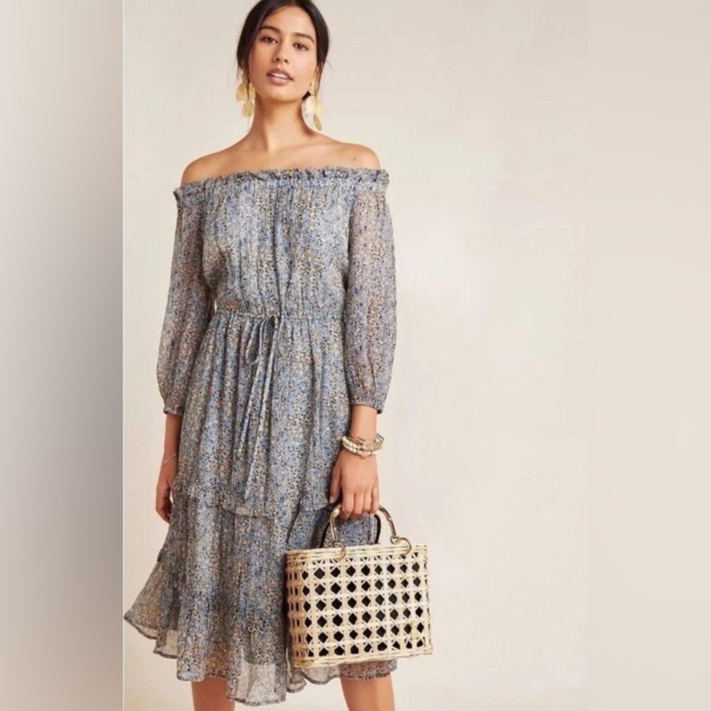 By Anthropologie Kira Off-The-Shoulder Boho Midi Dress Size 4